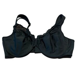 Glamorise Black Full Figure Underwire Lace Trim Support Bra 46D 3108 AU